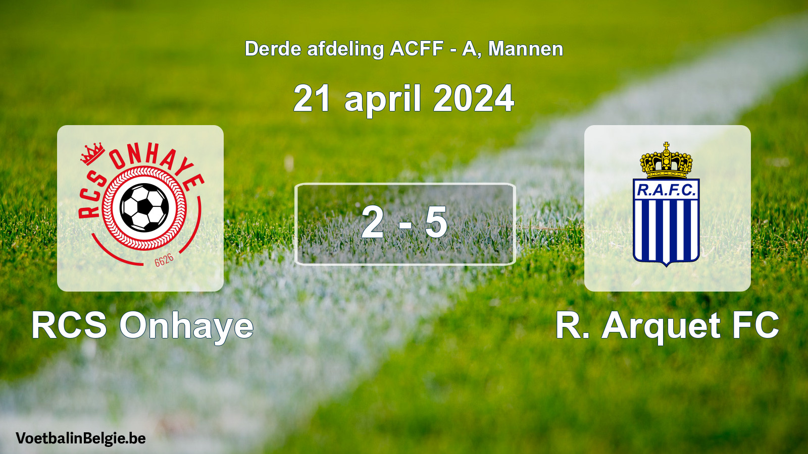 Gespeelde wedstrijd mannenvoetbal: RCS Onhaye - R. Arquet FC 2 - 5 (21 april 2024)