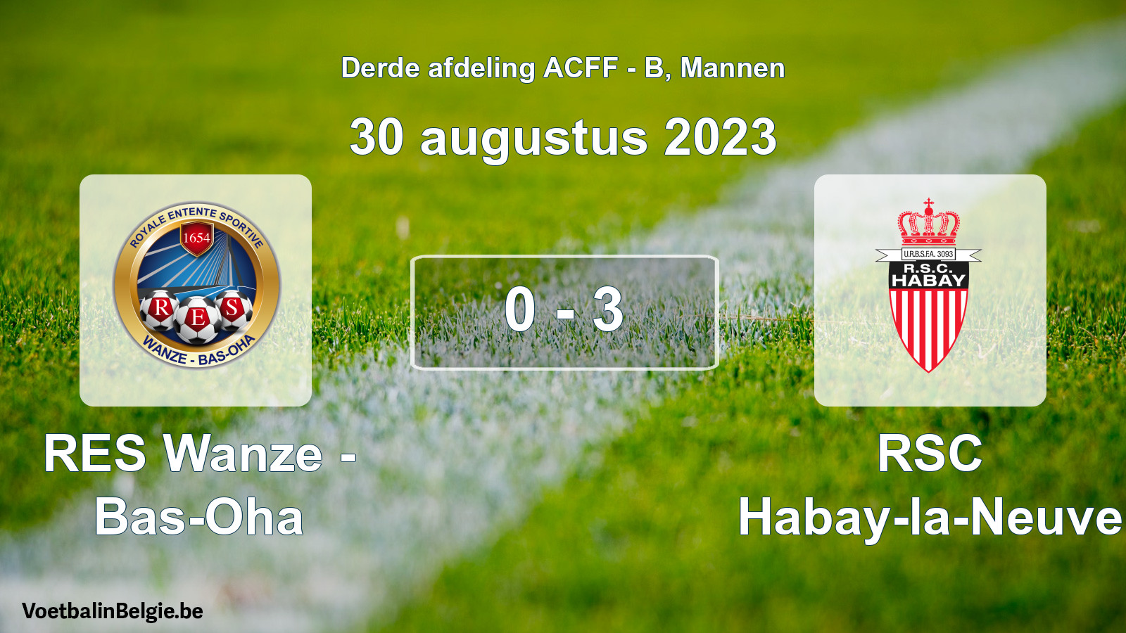 Gespeelde wedstrijd mannenvoetbal: RES Wanze - Bas-Oha - RSC Habay-la-Neuve 0 - 3 (30 augustus 2023)
