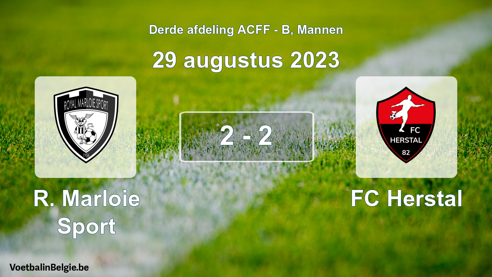 Gespeelde wedstrijd mannenvoetbal: R. Marloie Sport - FC Herstal 2 - 2 (29 augustus 2023)