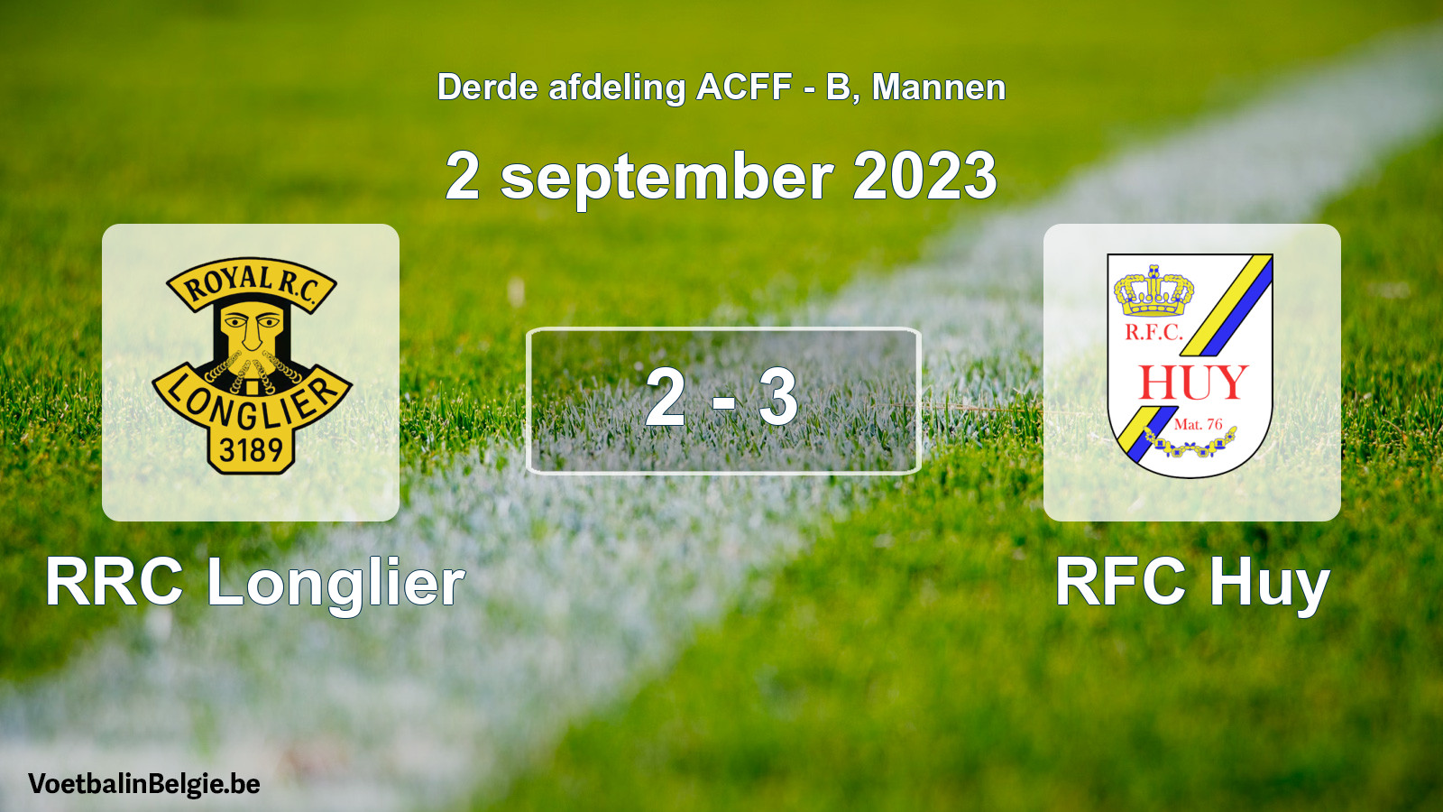 Gespeelde wedstrijd mannenvoetbal: RRC Longlier - RFC Huy 2 - 3 (2 september 2023)