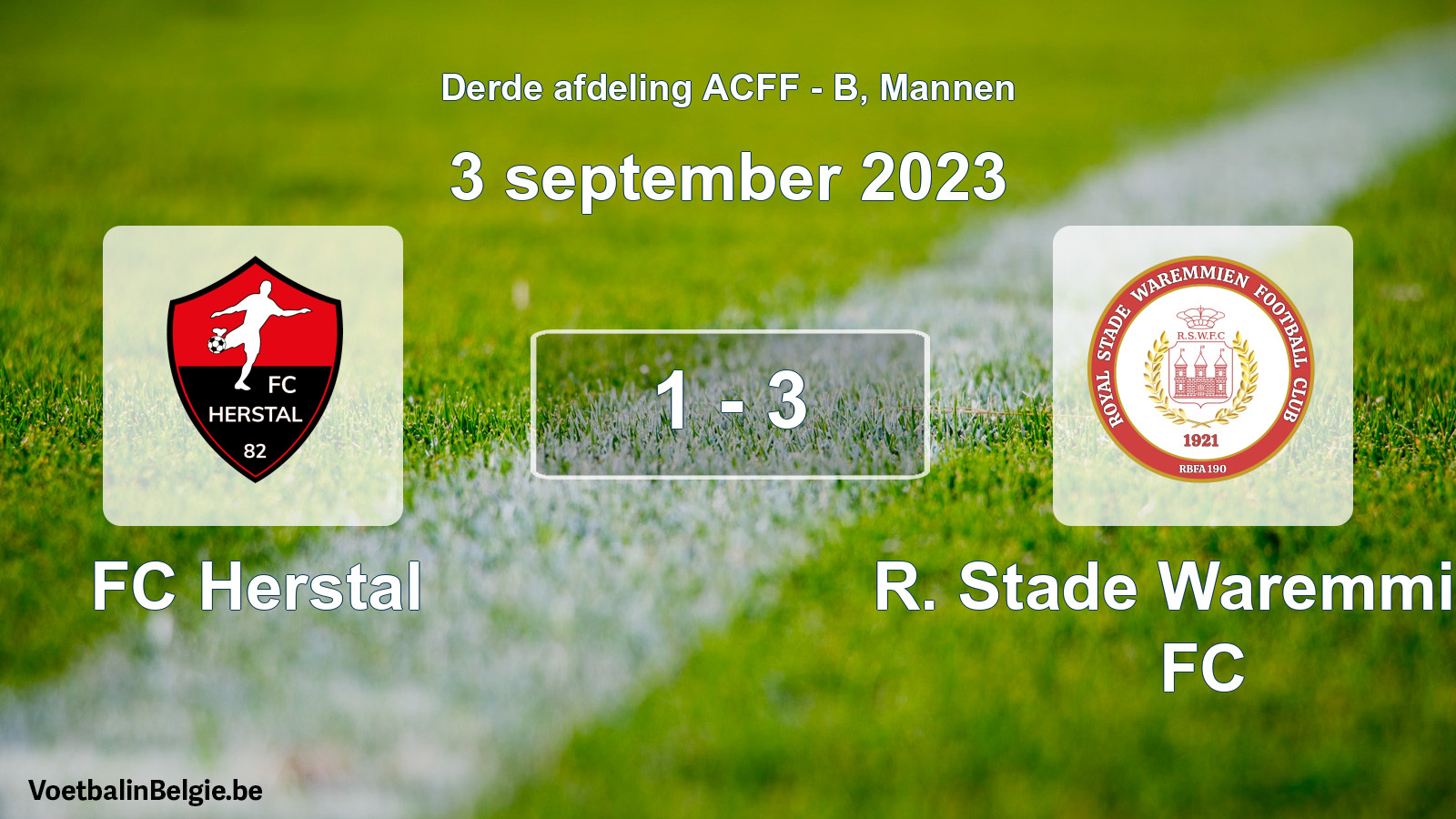 Gespeelde wedstrijd mannenvoetbal: FC Herstal - R. Stade Waremmien FC 1 - 3 (3 september 2023)