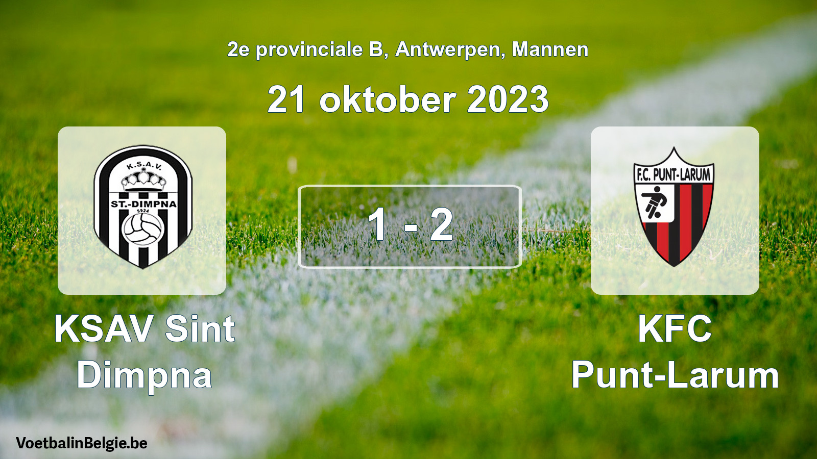 Gespeelde wedstrijd mannenvoetbal: KSAV Sint Dimpna - KFC Punt-Larum 1 - 2 (21 oktober 2023)
