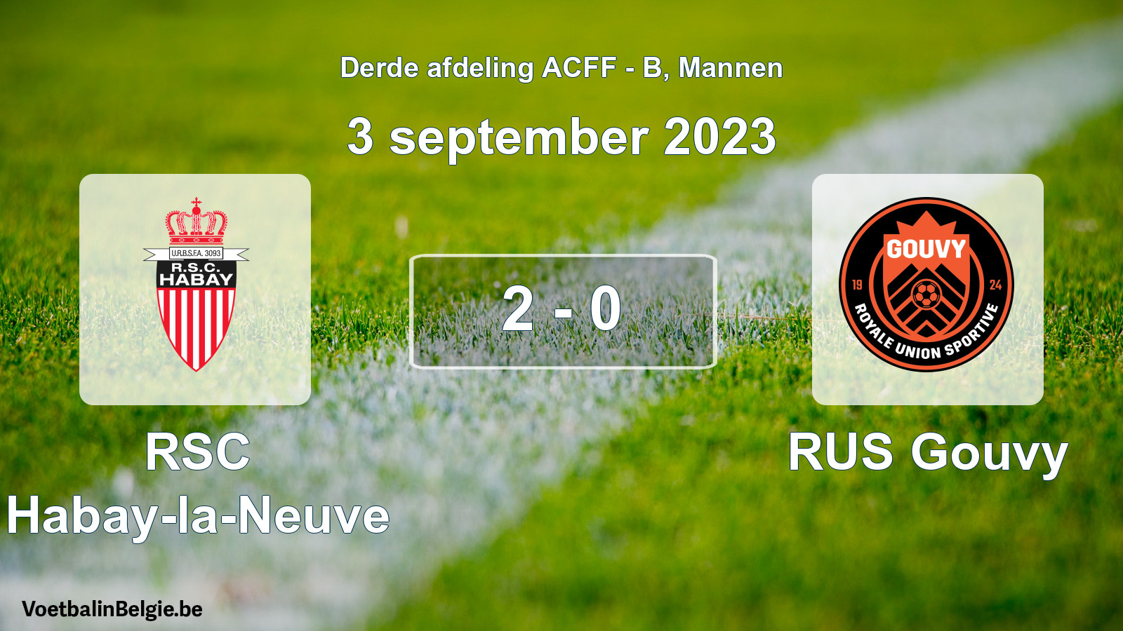 Gespeelde wedstrijd mannenvoetbal: RSC Habay-la-Neuve - RUS Gouvy 2 - 0 (3 september 2023)