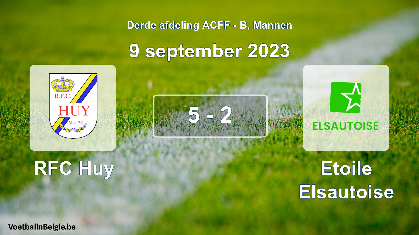 Gespeelde wedstrijd mannenvoetbal: RFC Huy - Etoile Elsautoise 5 - 2 (9 september 2023)