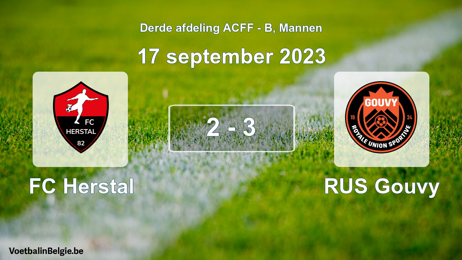 Gespeelde wedstrijd mannenvoetbal: FC Herstal - RUS Gouvy 2 - 3 (17 september 2023)