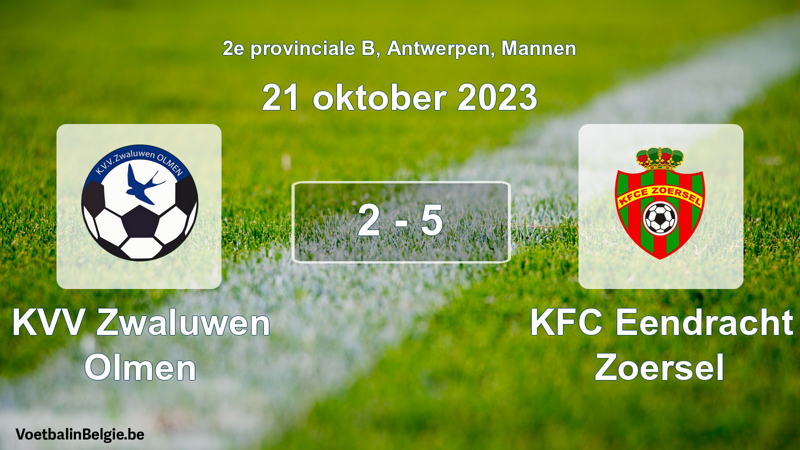 Gespeelde wedstrijd mannenvoetbal: KVV Zwaluwen Olmen - KFC Eendracht Zoersel 2 - 5 (21 oktober 2023)
