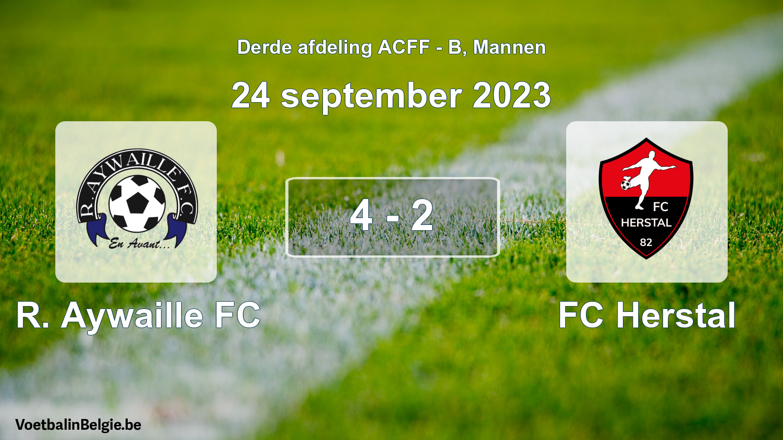 Gespeelde wedstrijd mannenvoetbal: R. Aywaille FC - FC Herstal 4 - 2 (24 september 2023)