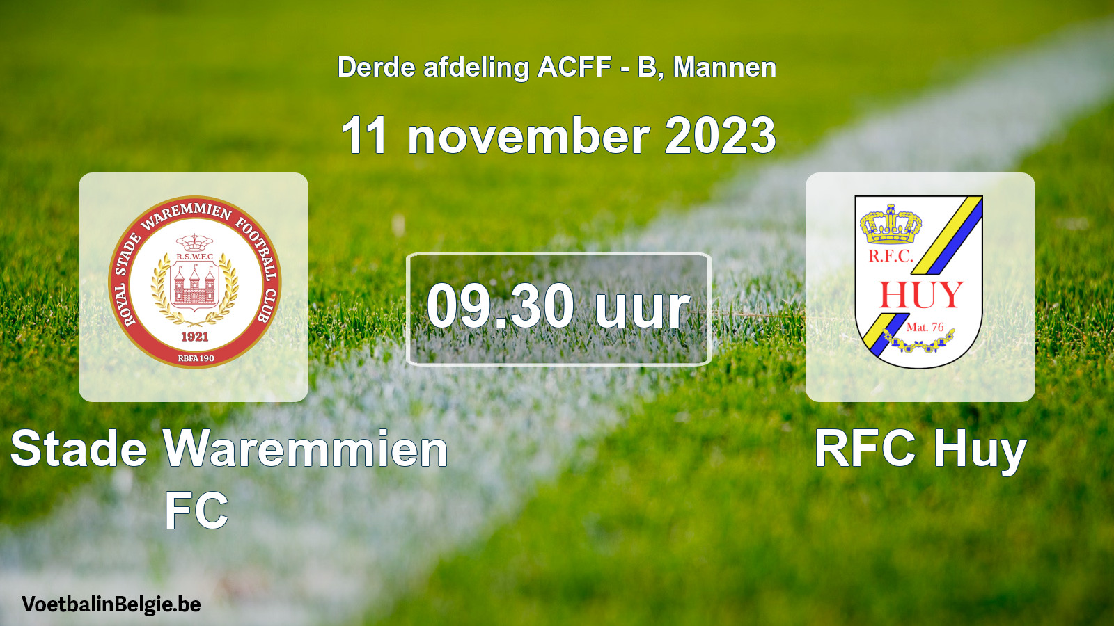 Geplande wedstrijd mannenvoetbal: R. Stade Waremmien FC - RFC Huy (11 november 2023)