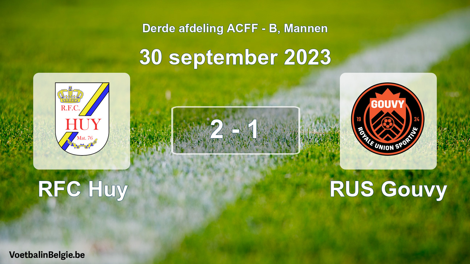 Gespeelde wedstrijd mannenvoetbal: RFC Huy - RUS Gouvy 2 - 1 (30 september 2023)