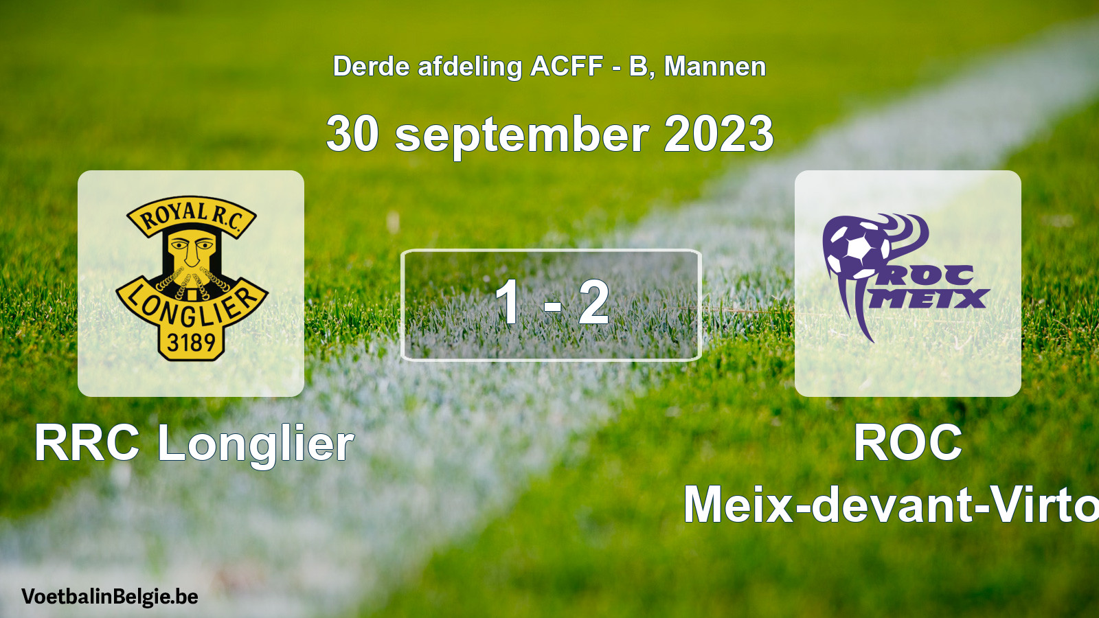 Gespeelde wedstrijd mannenvoetbal: RRC Longlier - ROC Meix-devant-Virton 1 - 2 (30 september 2023)