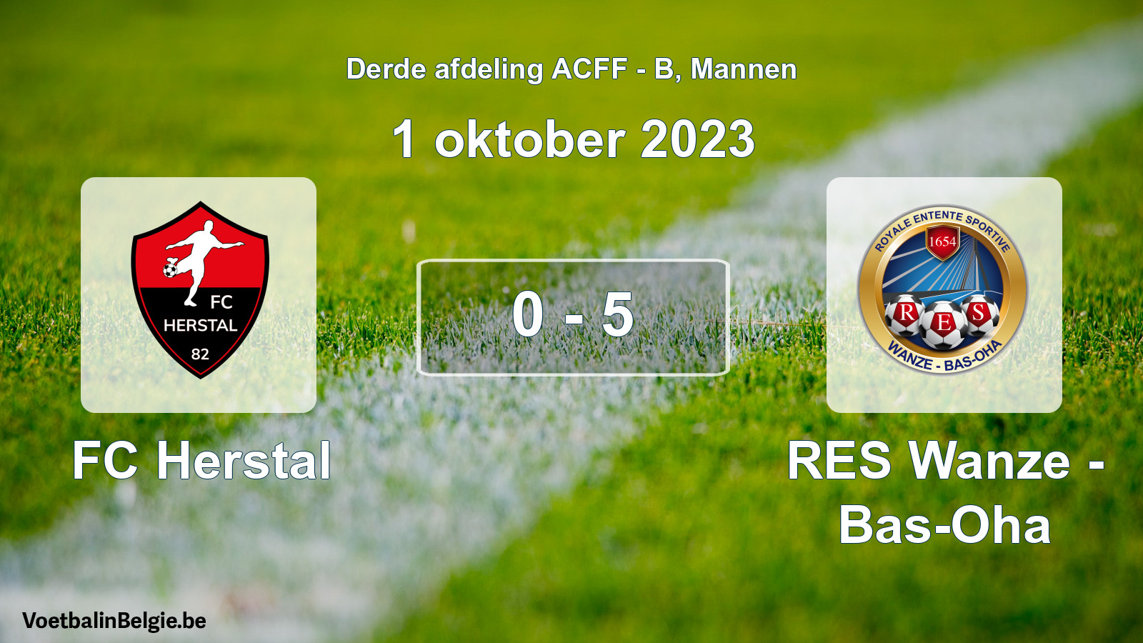 Gespeelde wedstrijd mannenvoetbal: FC Herstal - RES Wanze - Bas-Oha 0 - 5 (1 oktober 2023)