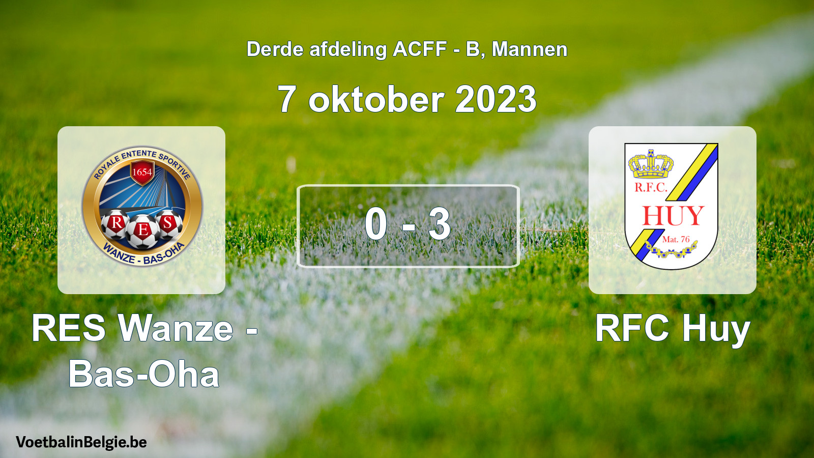 Gespeelde wedstrijd mannenvoetbal: RES Wanze - Bas-Oha - RFC Huy 0 - 3 (7 oktober 2023)