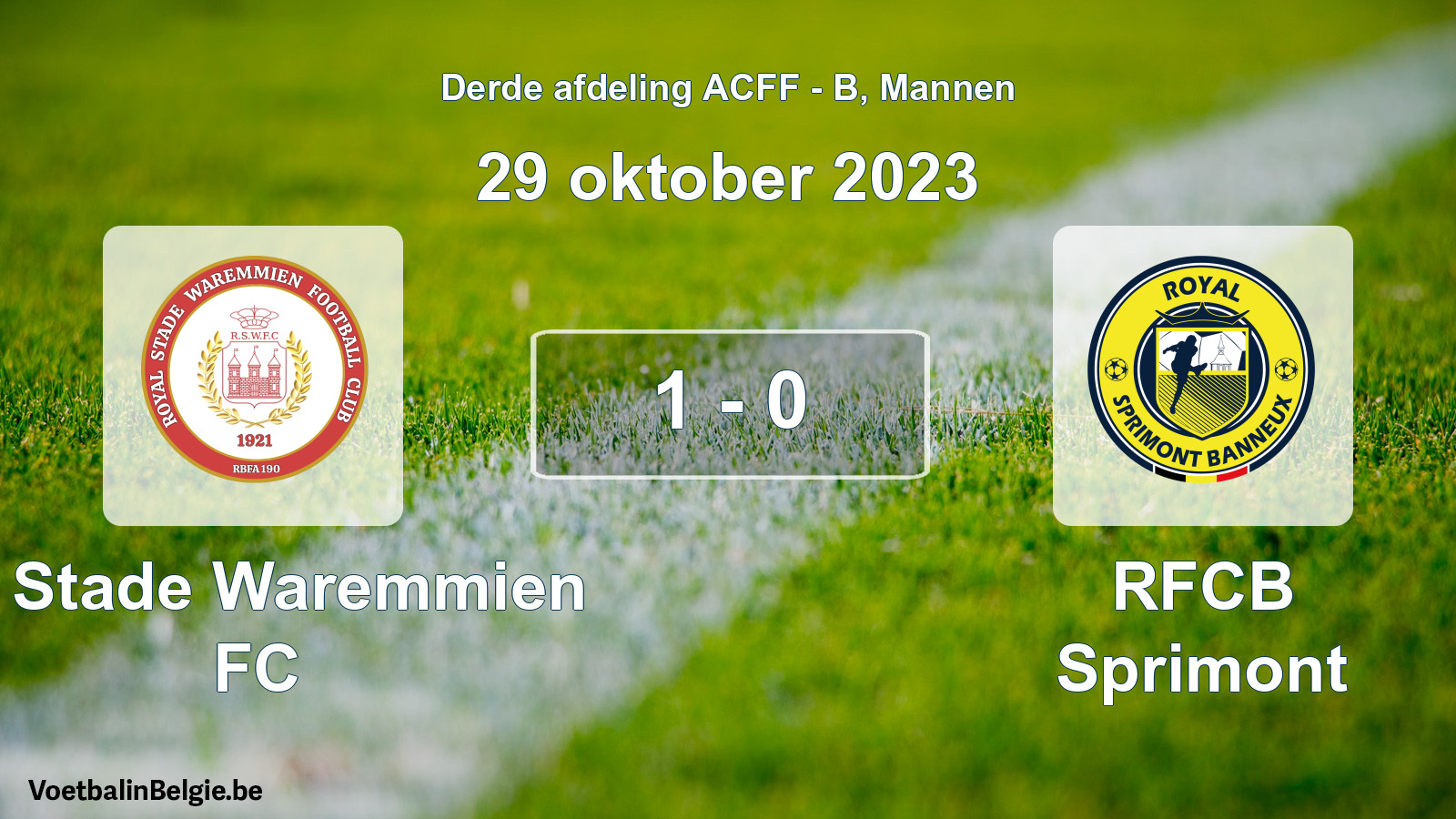 Gespeelde wedstrijd mannenvoetbal: R. Stade Waremmien FC - RFCB Sprimont 1 - 0 (29 oktober 2023)
