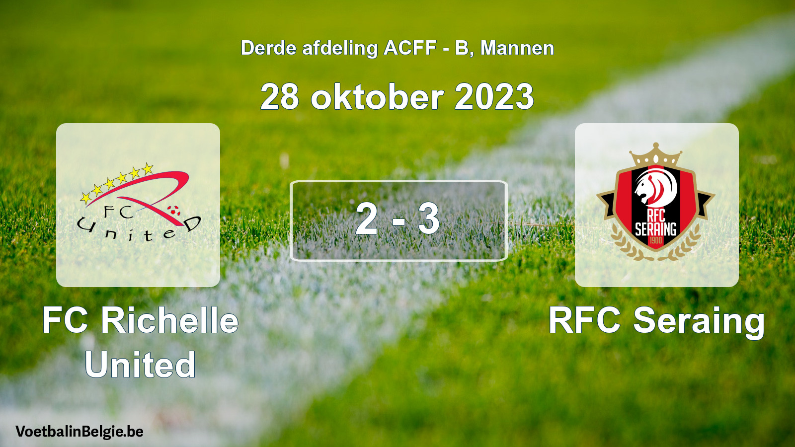 Gespeelde wedstrijd mannenvoetbal: FC Richelle United - RFC Seraing 2 - 3 (28 oktober 2023)