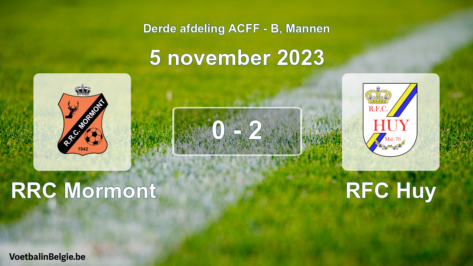 Gespeelde wedstrijd mannenvoetbal: RRC Mormont - RFC Huy 0 - 2 (5 november 2023)