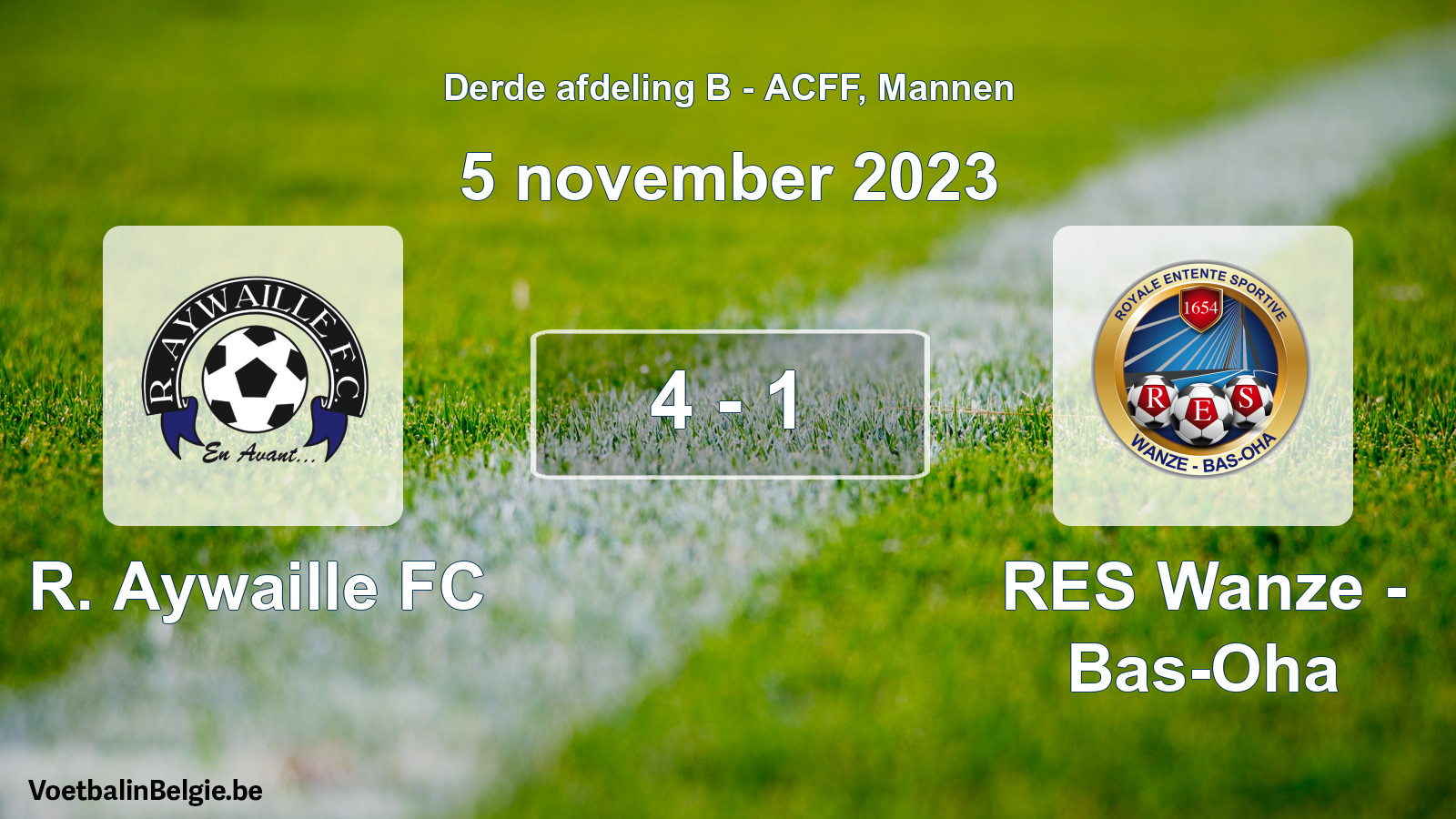 Played match men football: R. Aywaille FC - RES Wanze - Bas-Oha 4 - 1 (5 November 2023)