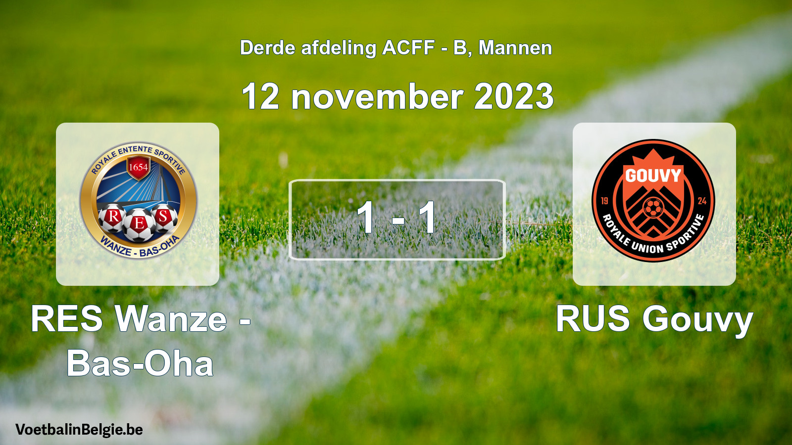 Gespeelde wedstrijd mannenvoetbal: RES Wanze - Bas-Oha - RUS Gouvy 1 - 1 (12 november 2023)
