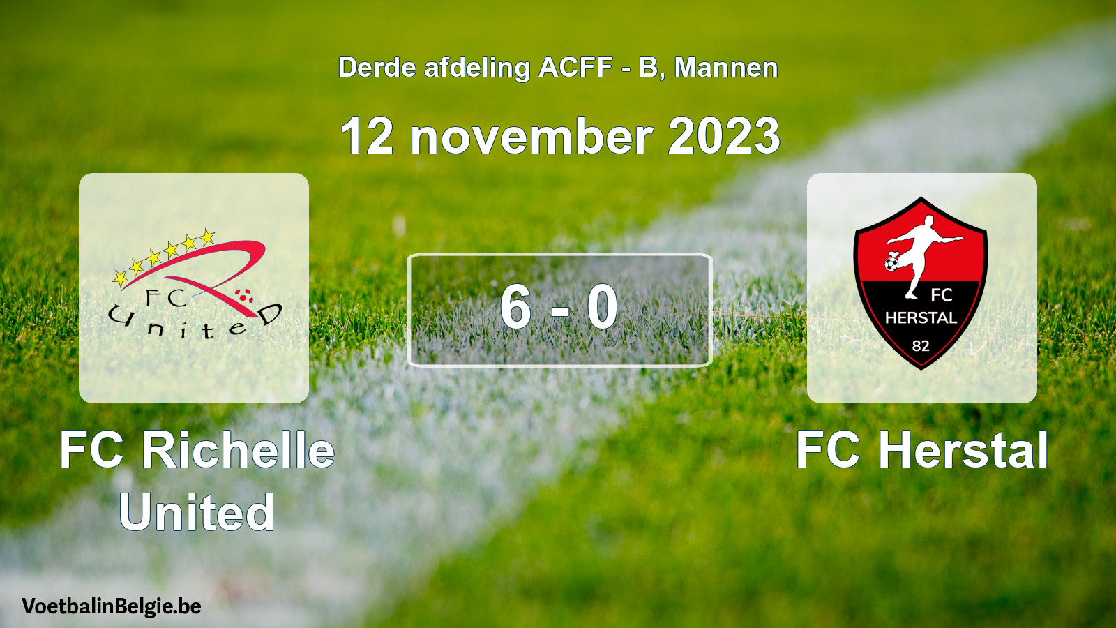Gespeelde wedstrijd mannenvoetbal: FC Richelle United - FC Herstal 6 - 0 (12 november 2023)
