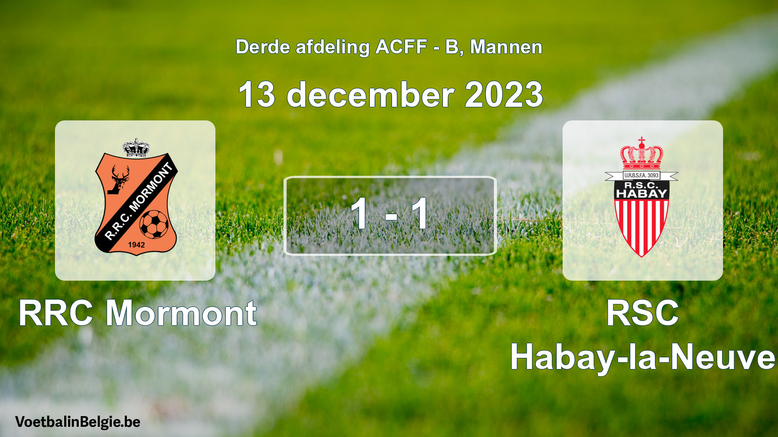 Gespeelde wedstrijd mannenvoetbal: RRC Mormont - RSC Habay-la-Neuve 1 - 1 (13 december 2023)