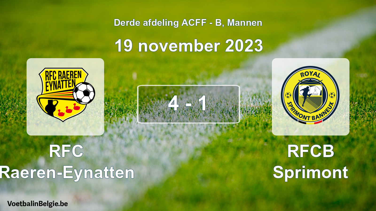 Gespeelde wedstrijd mannenvoetbal: RFC Raeren-Eynatten - RFCB Sprimont 4 - 1 (19 november 2023)
