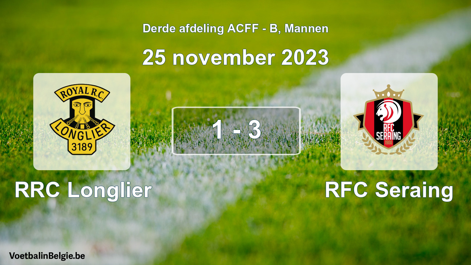 Gespeelde wedstrijd mannenvoetbal: RRC Longlier - RFC Seraing 1 - 3 (25 november 2023)