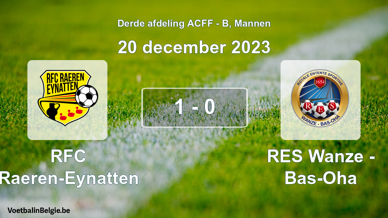 Gespeelde wedstrijd mannenvoetbal: RFC Raeren-Eynatten - RES Wanze - Bas-Oha 1 - 0 (20 december 2023)