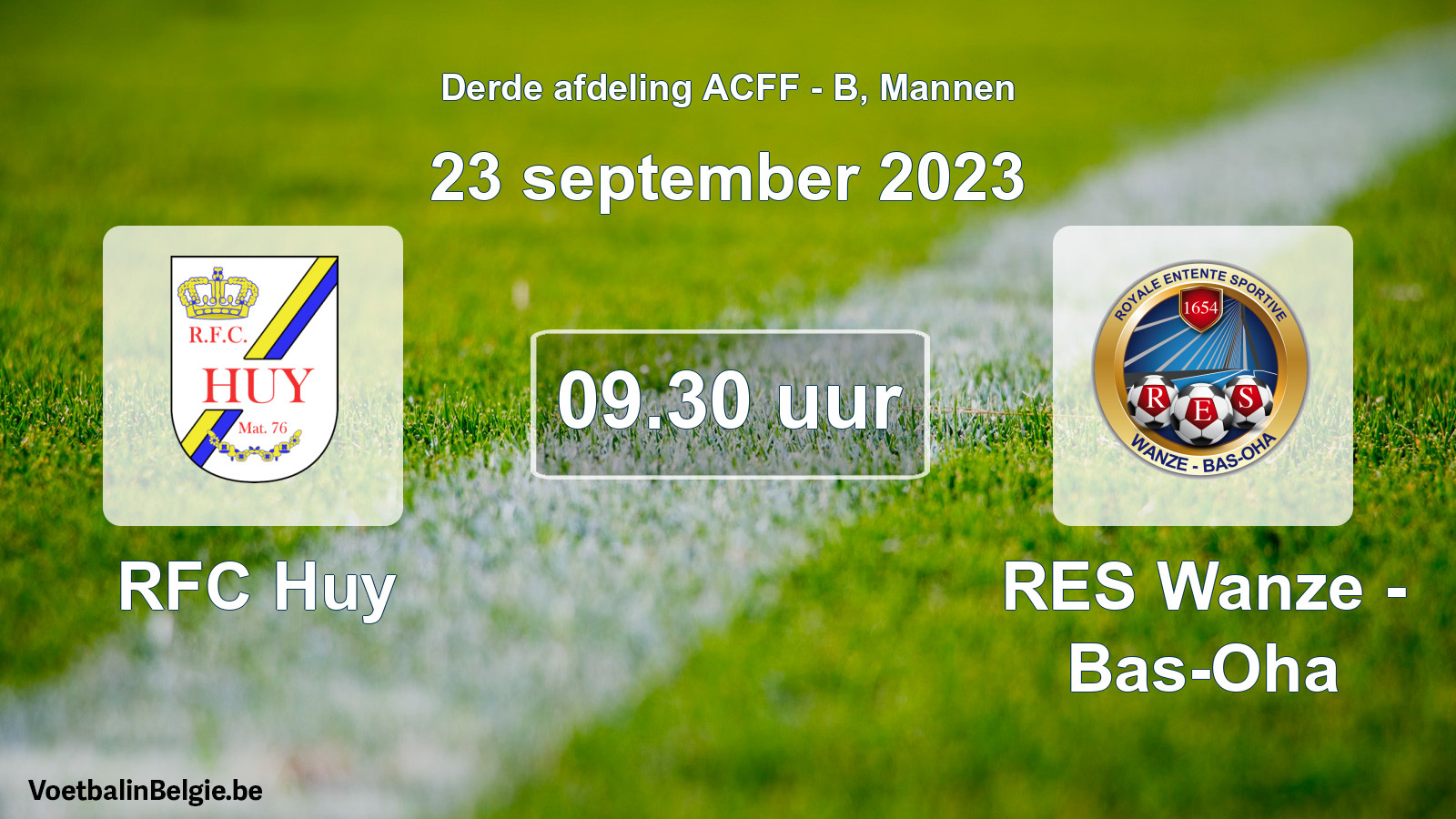 Geplande wedstrijd mannenvoetbal: RFC Huy - RES Wanze - Bas-Oha (23 september 2023)