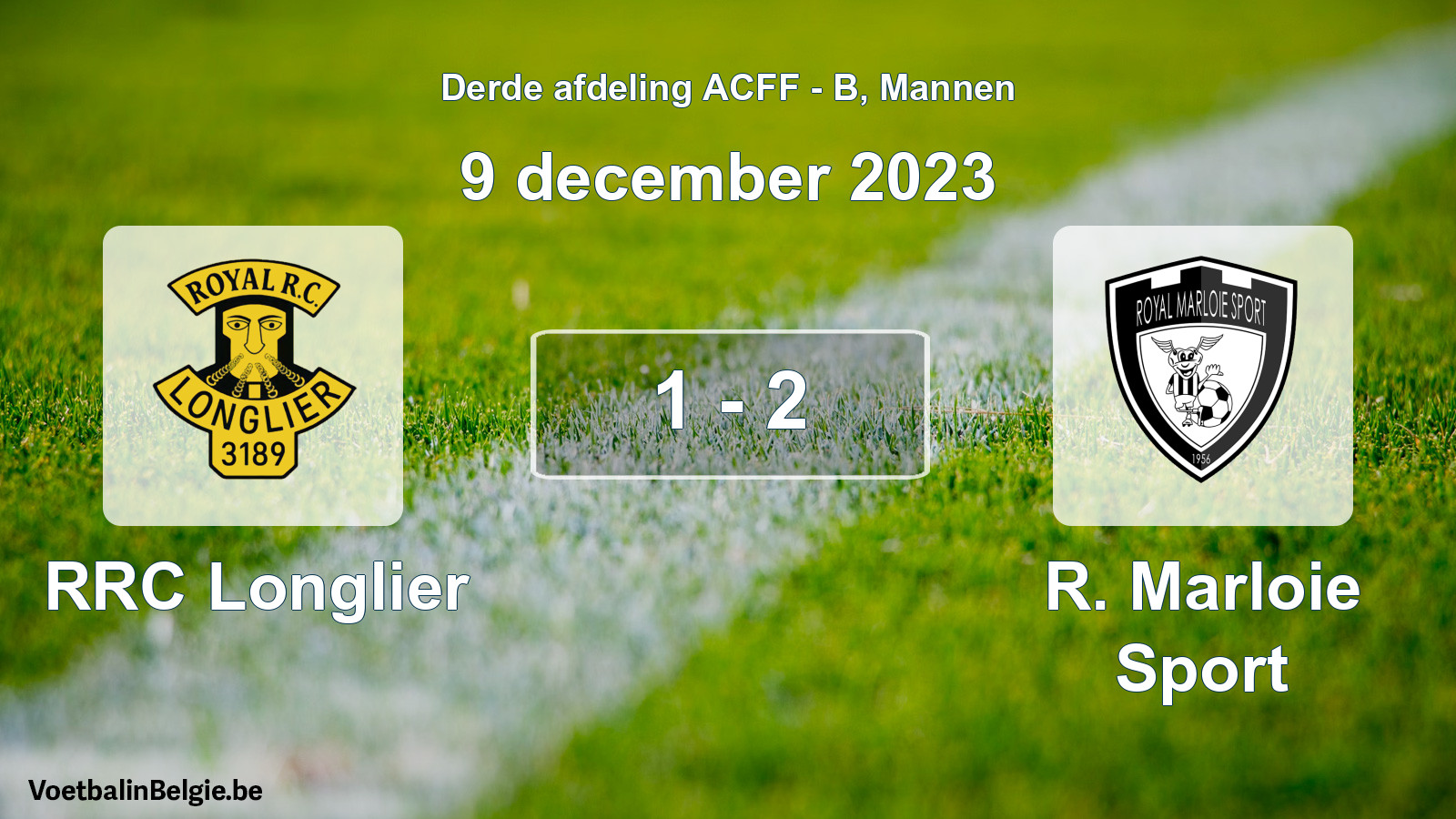 Gespeelde wedstrijd mannenvoetbal: RRC Longlier - R. Marloie Sport 1 - 2 (9 december 2023)