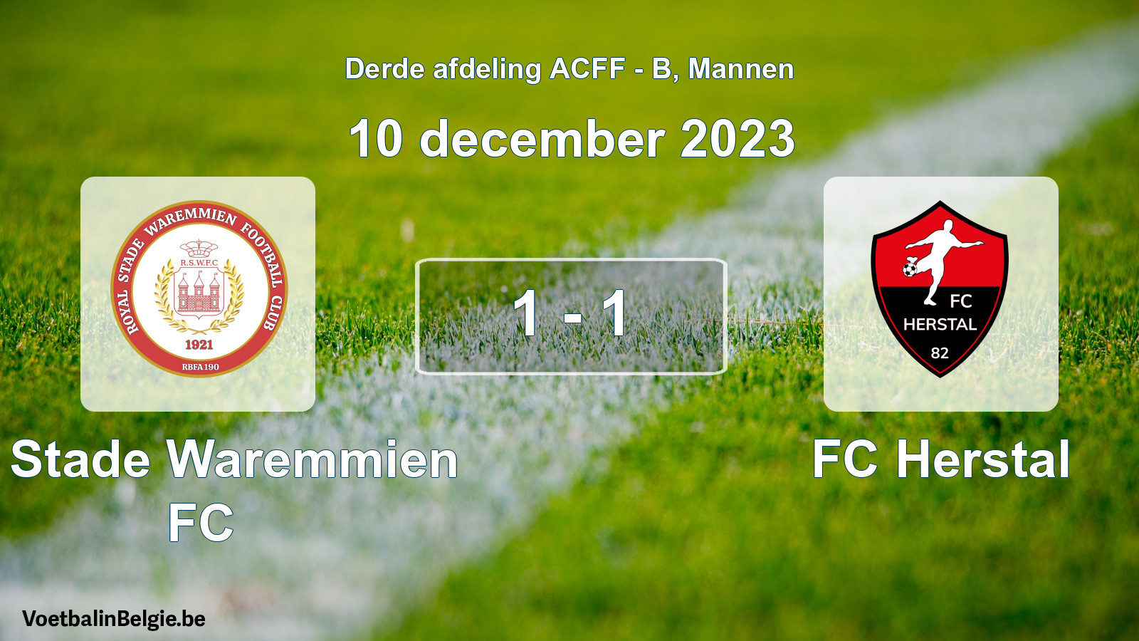 Gespeelde wedstrijd mannenvoetbal: R. Stade Waremmien FC - FC Herstal 1 - 1 (10 december 2023)