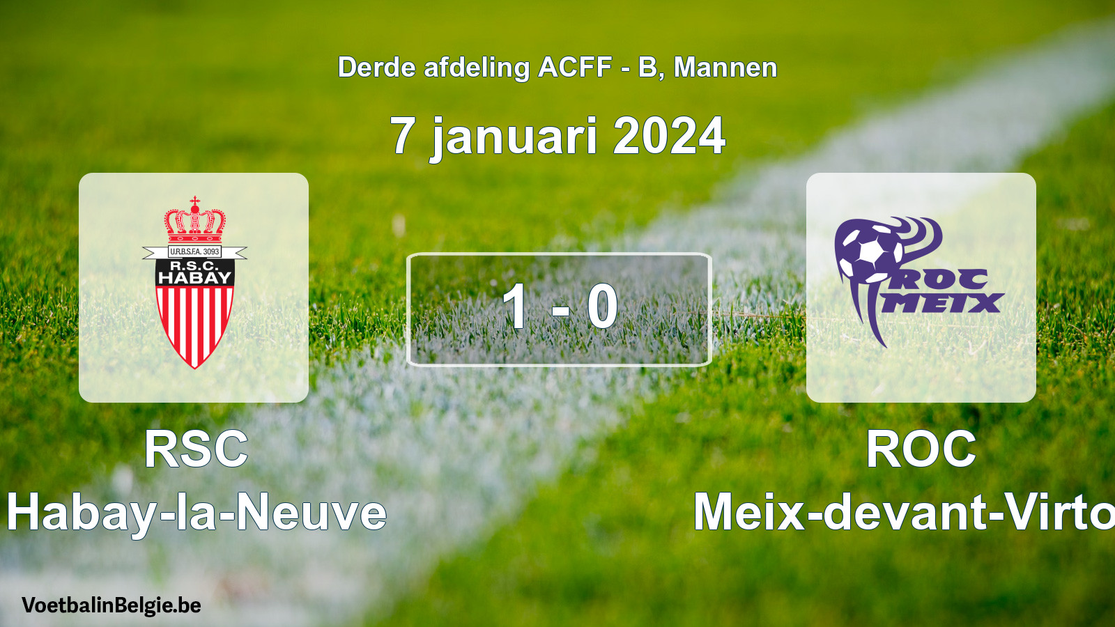 Gespeelde wedstrijd mannenvoetbal: RSC Habay-la-Neuve - ROC Meix-devant-Virton 1 - 0 (7 januari 2024)