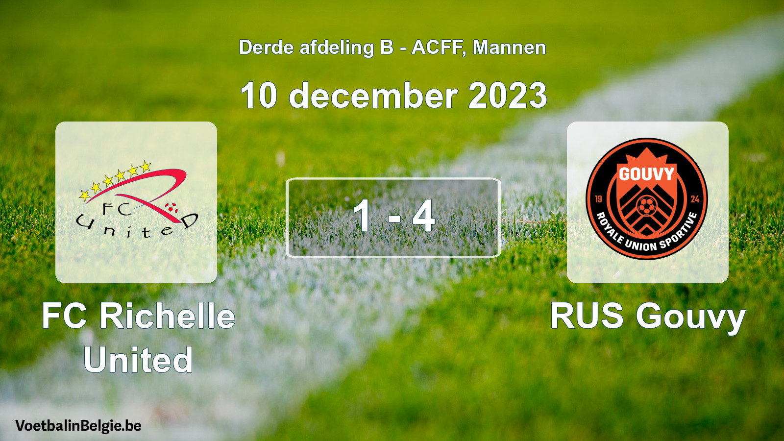 Gespieltes Spiel männer-Fußball: FC Richelle United - RUS Gouvy 1 - 4 (10 Dezember 2023)