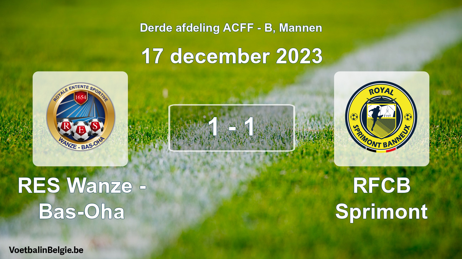 Gespeelde wedstrijd mannenvoetbal: RES Wanze - Bas-Oha - RFCB Sprimont 1 - 1 (17 december 2023)