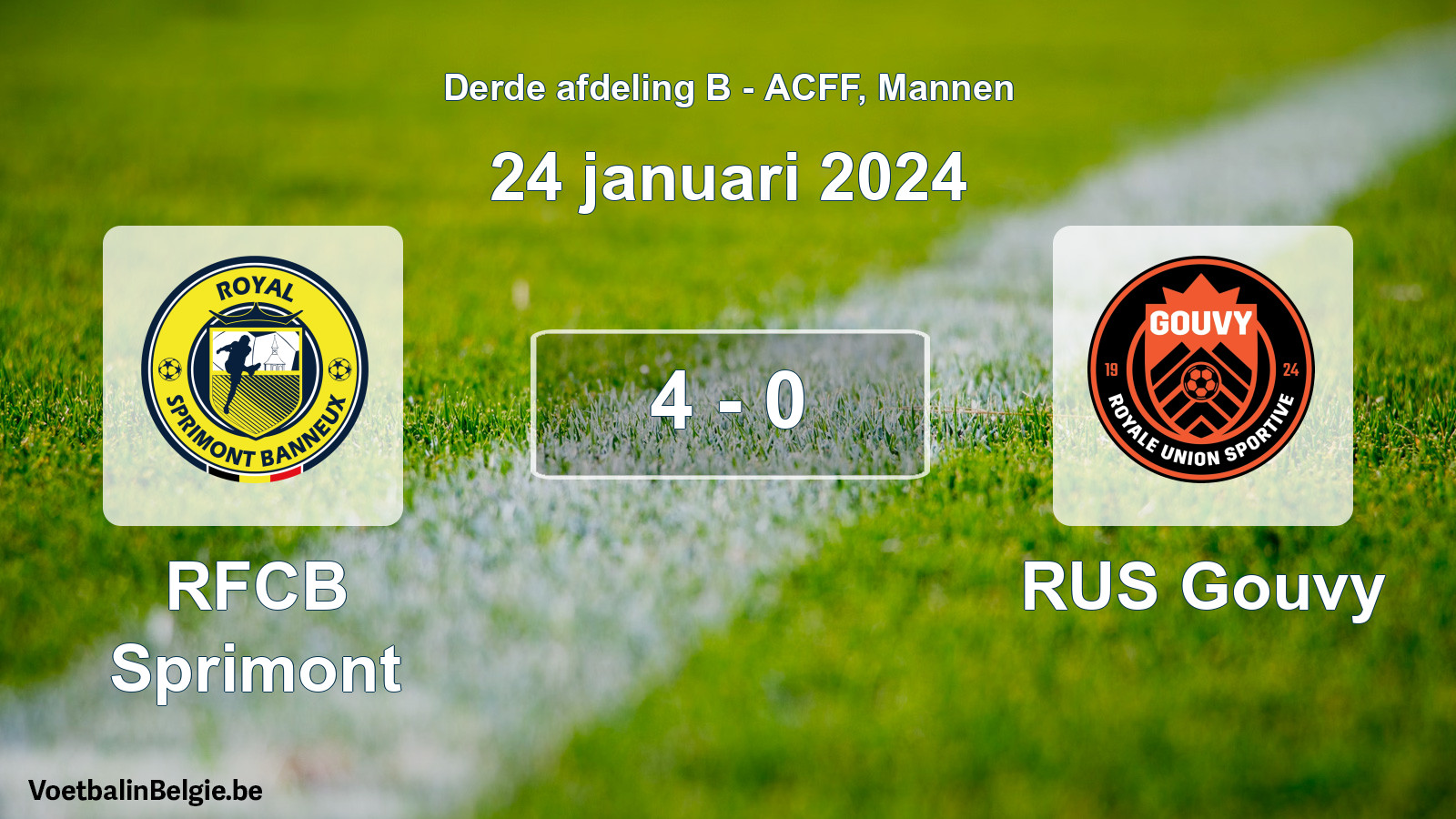 Played match men football: RFCB Sprimont - RUS Gouvy 4 - 0 (24 January 2024)