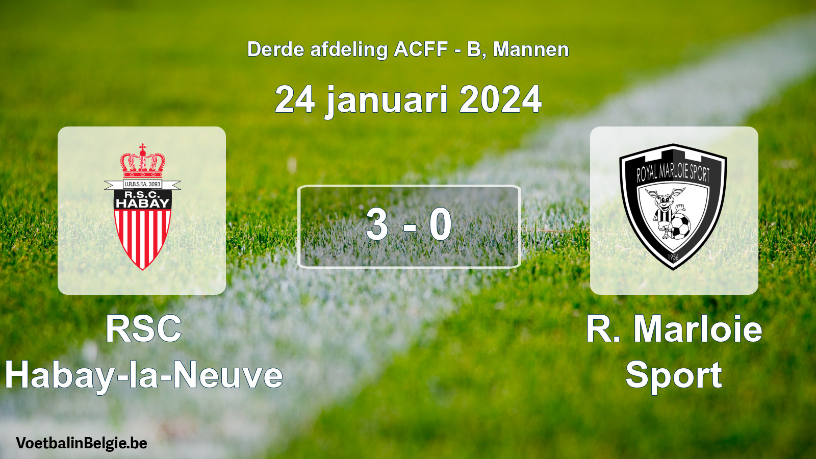 Gespeelde wedstrijd mannenvoetbal: RSC Habay-la-Neuve - R. Marloie Sport 3 - 0 (24 januari 2024)