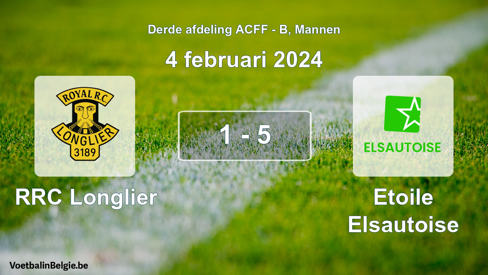 Gespeelde wedstrijd mannenvoetbal: RRC Longlier - Etoile Elsautoise 1 - 5 (4 februari 2024)