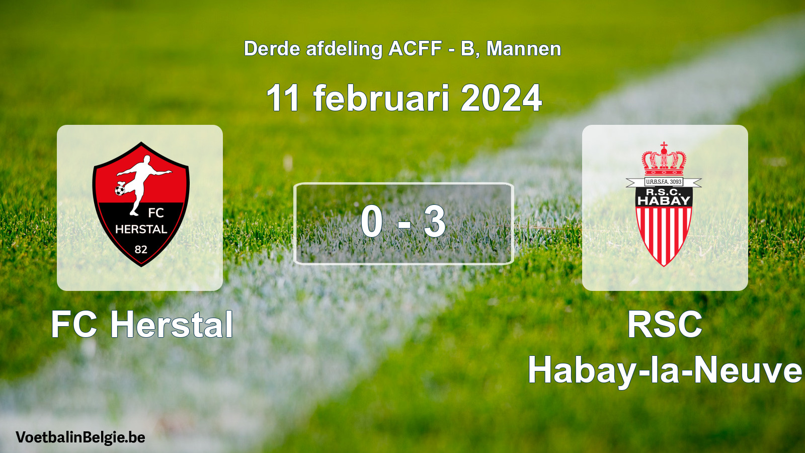 Gespeelde wedstrijd mannenvoetbal: FC Herstal - RSC Habay-la-Neuve 0 - 3 (11 februari 2024)
