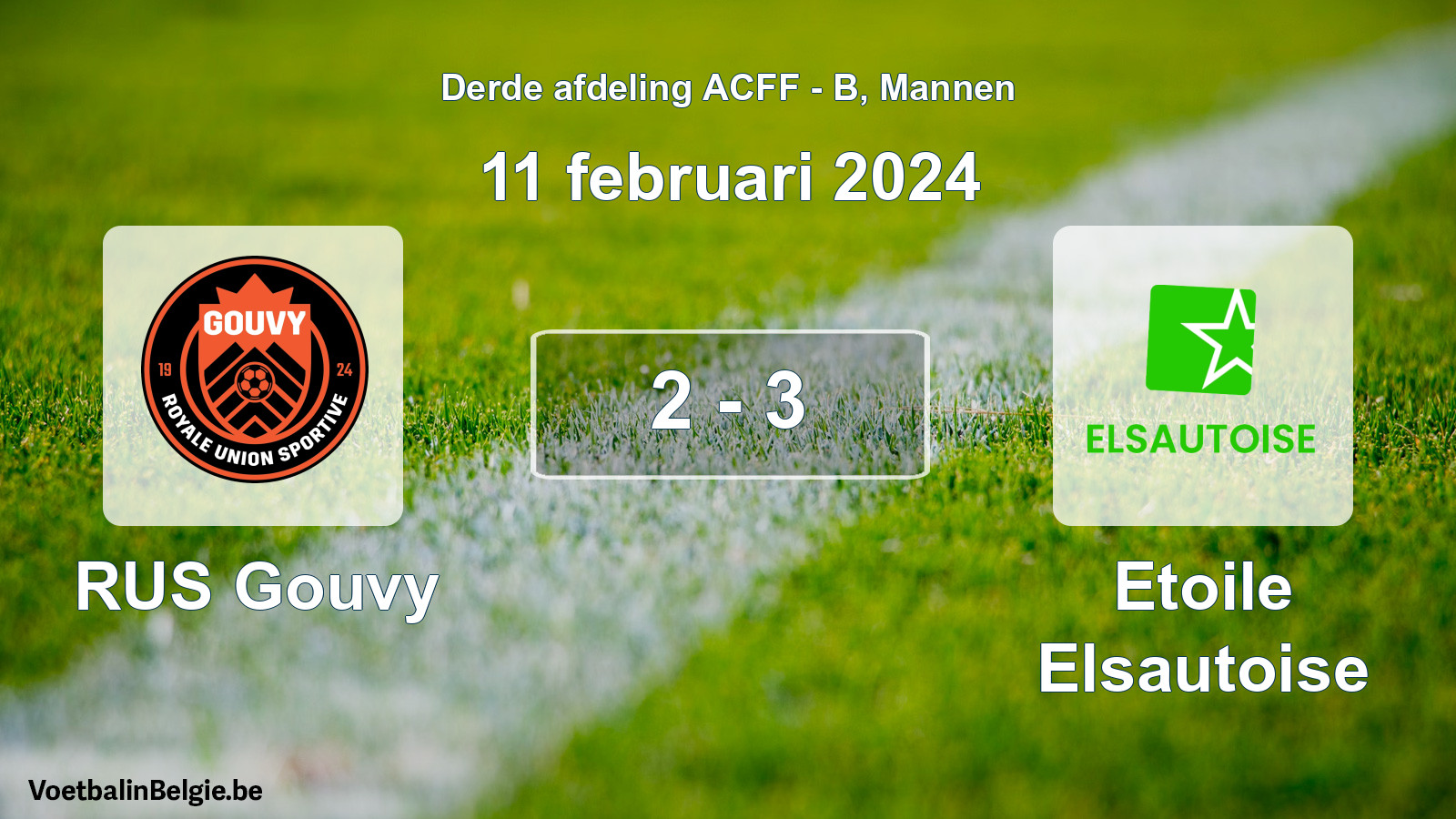 Gespeelde wedstrijd mannenvoetbal: RUS Gouvy - Etoile Elsautoise 2 - 3 (11 februari 2024)