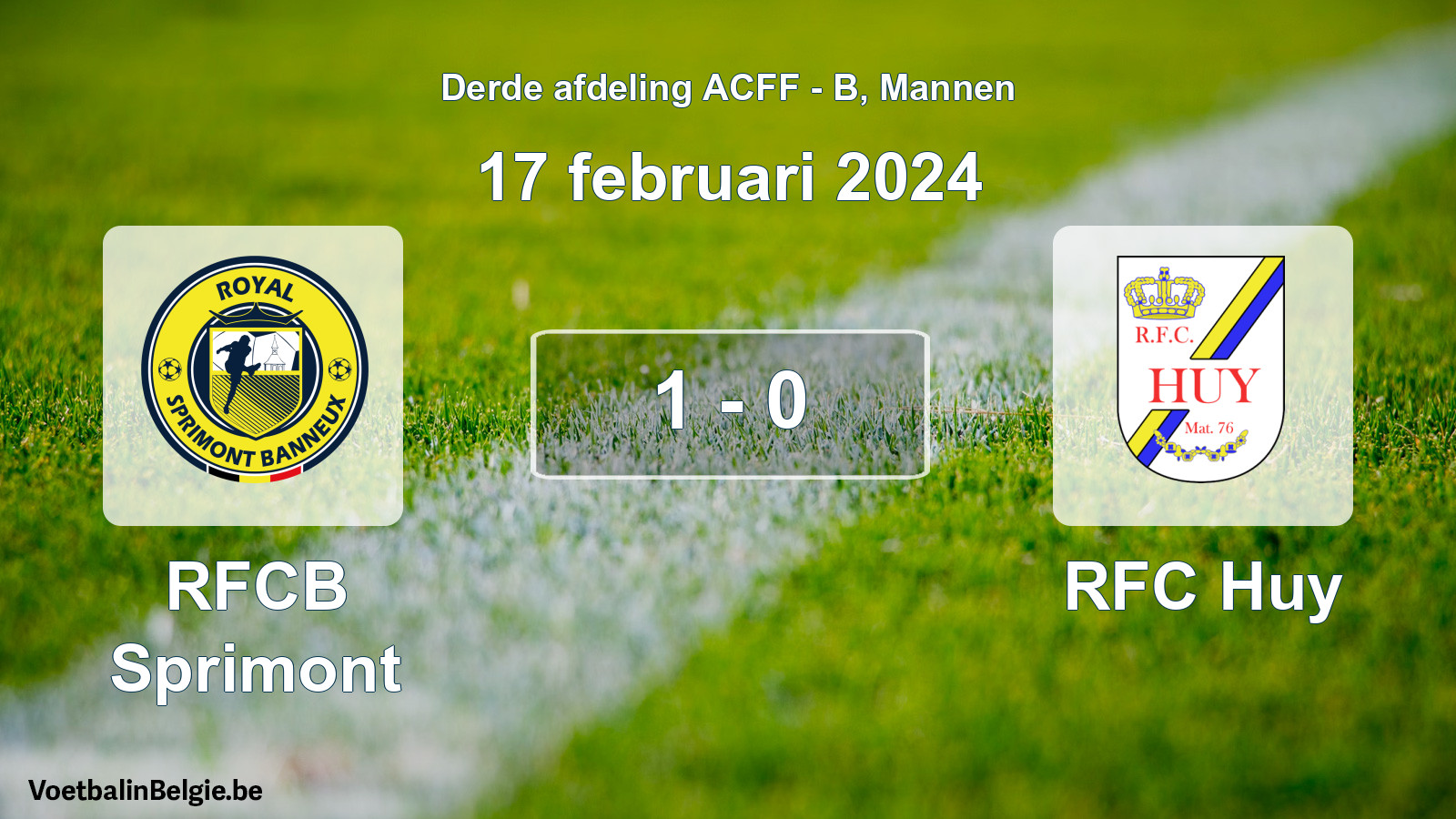 Gespeelde wedstrijd mannenvoetbal: RFCB Sprimont - RFC Huy 1 - 0 (17 februari 2024)