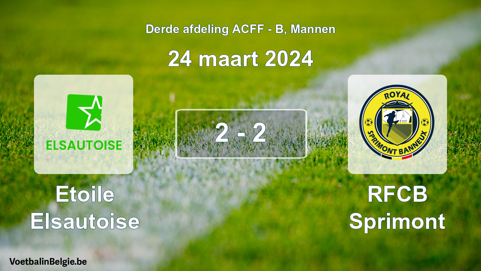 Gespeelde wedstrijd mannenvoetbal: Etoile Elsautoise - RFCB Sprimont 2 - 2 (24 maart 2024)
