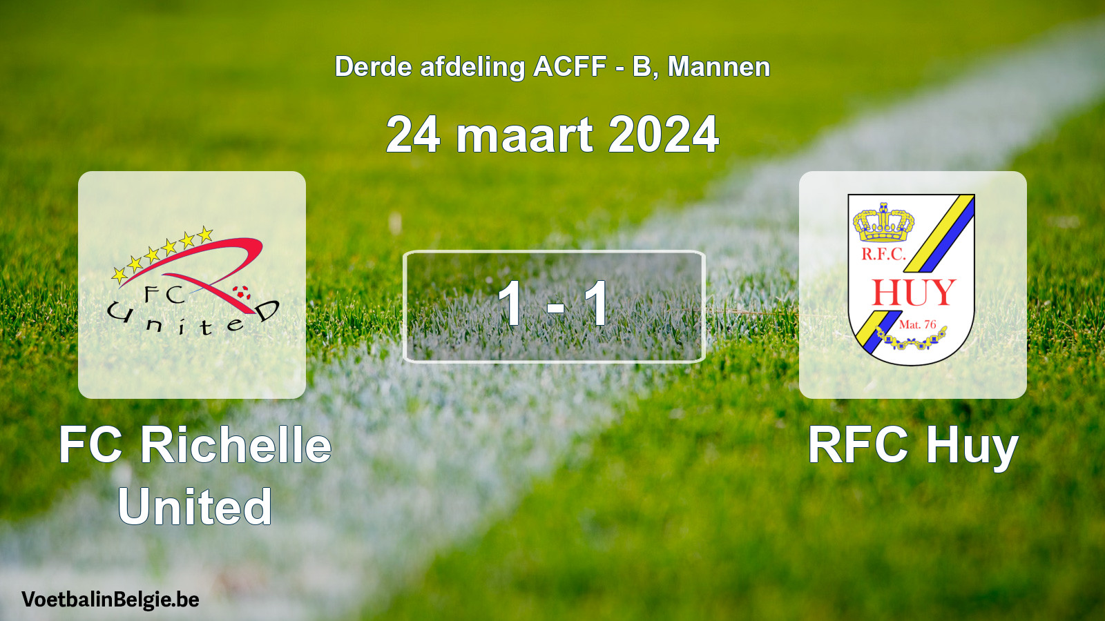Gespeelde wedstrijd mannenvoetbal: FC Richelle United - RFC Huy 1 - 1 (24 maart 2024)
