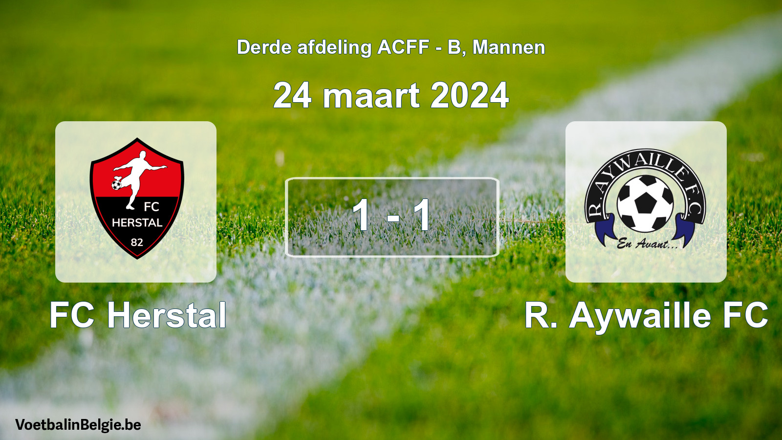 Gespeelde wedstrijd mannenvoetbal: FC Herstal - R. Aywaille FC 1 - 1 (24 maart 2024)