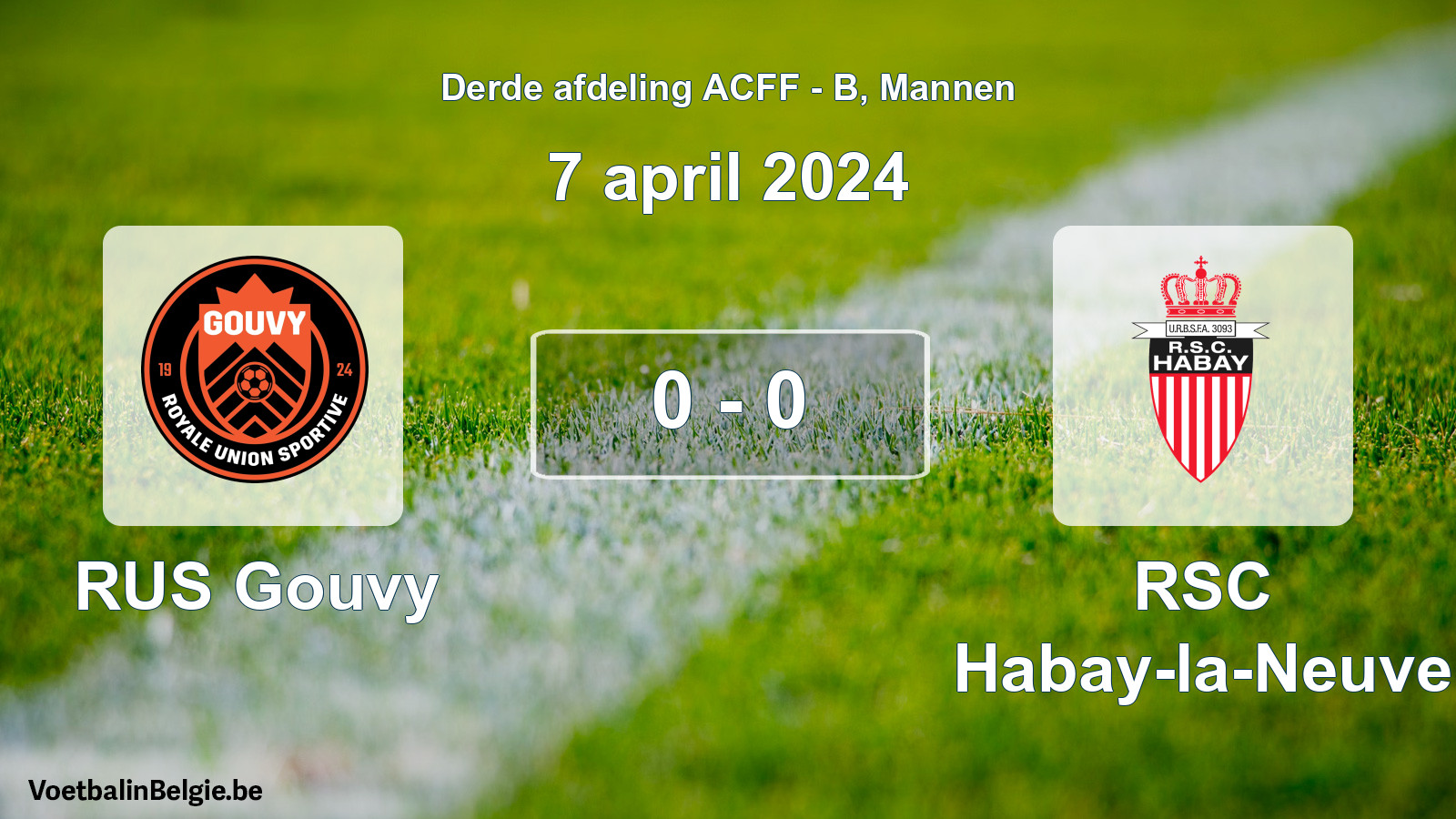 Gespeelde wedstrijd mannenvoetbal: RUS Gouvy - RSC Habay-la-Neuve 0 - 0 (7 april 2024)