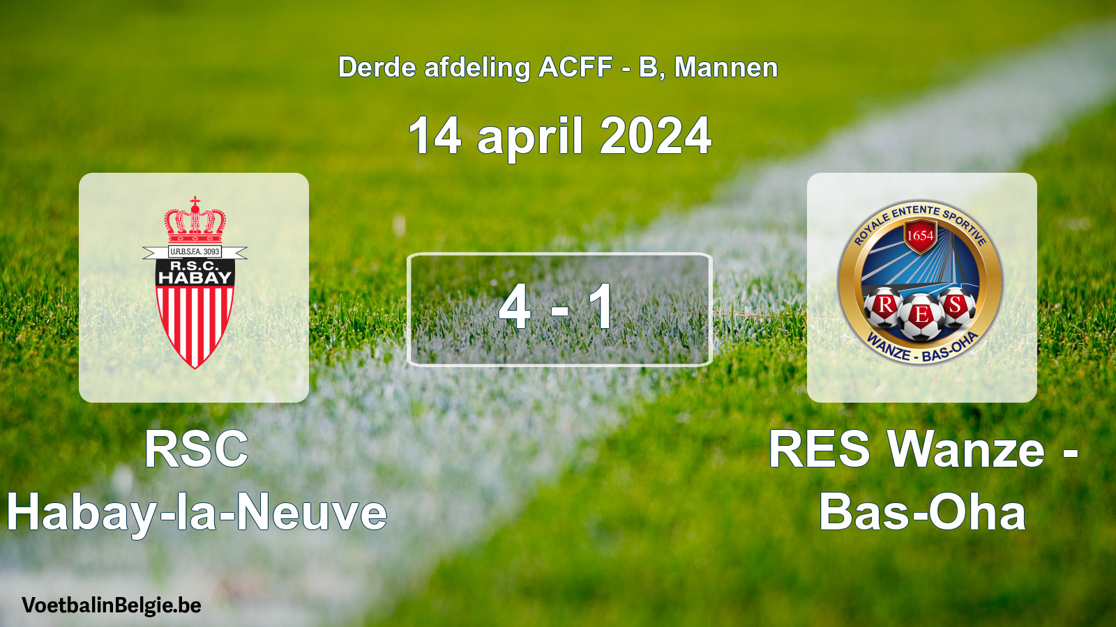 Gespeelde wedstrijd mannenvoetbal: RSC Habay-la-Neuve - RES Wanze - Bas-Oha 4 - 1 (14 april 2024)