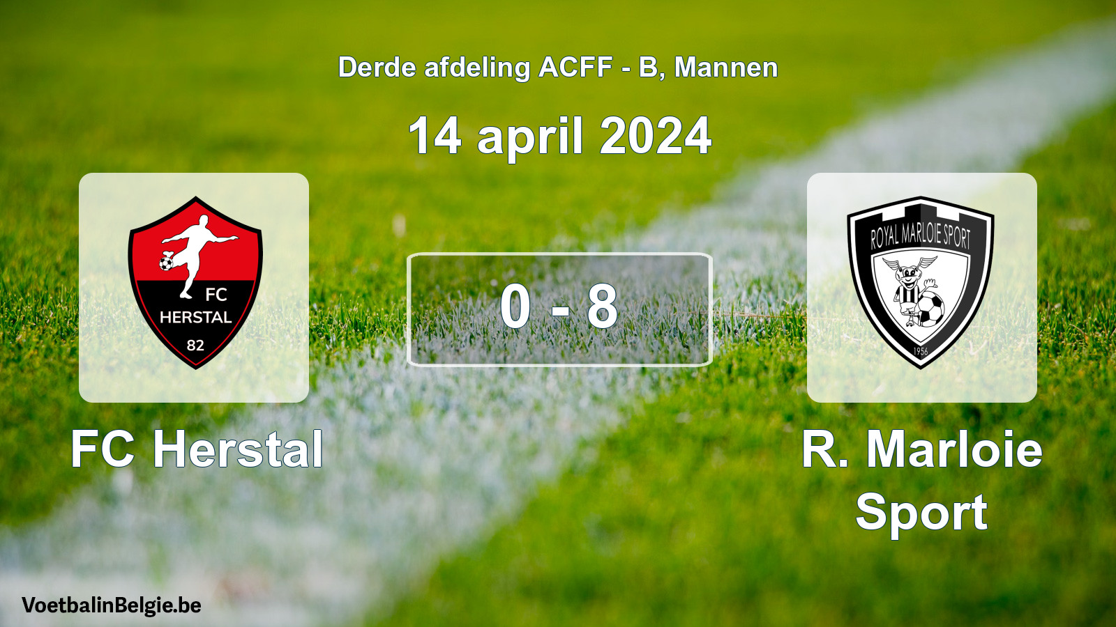 Gespeelde wedstrijd mannenvoetbal: FC Herstal - R. Marloie Sport 0 - 8 (14 april 2024)