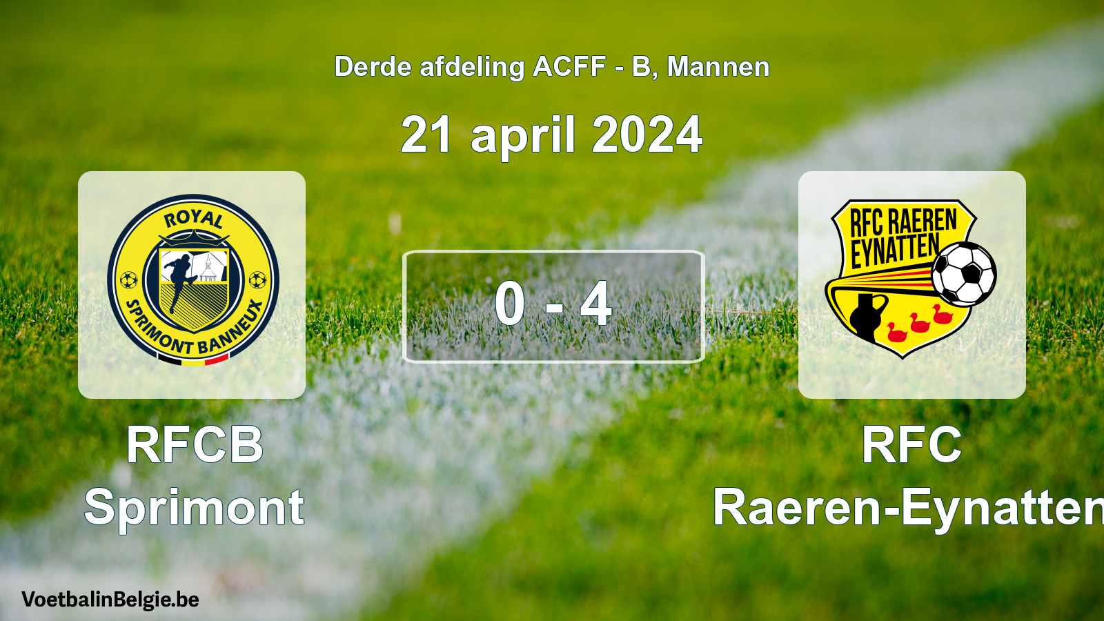Gespeelde wedstrijd mannenvoetbal: RFCB Sprimont - RFC Raeren-Eynatten 0 - 4 (21 april 2024)