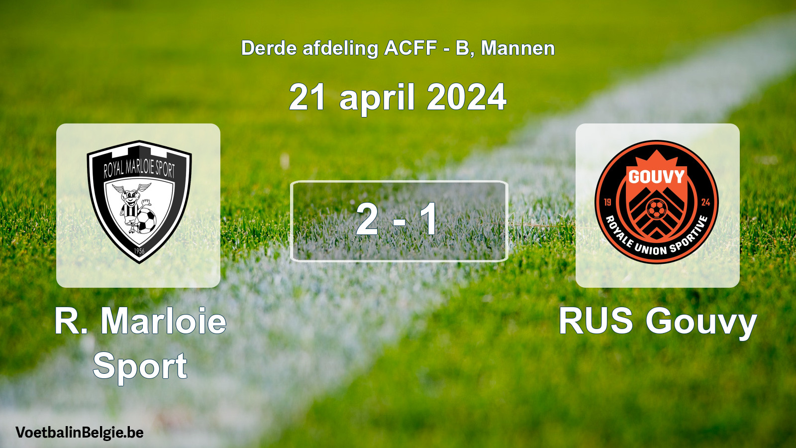 Gespeelde wedstrijd mannenvoetbal: R. Marloie Sport - RUS Gouvy 2 - 1 (21 april 2024)