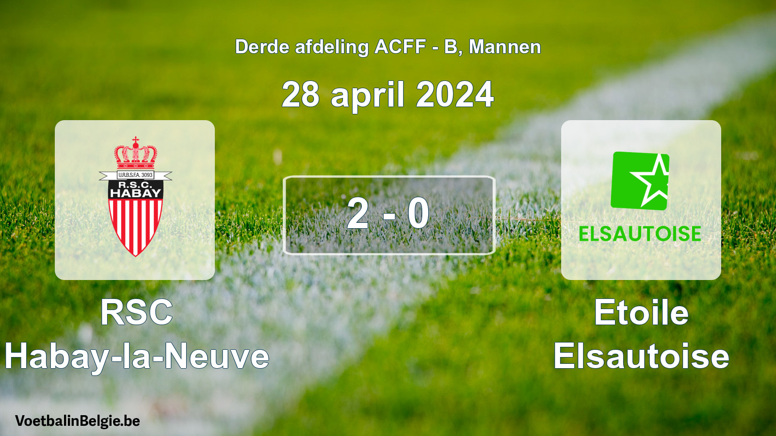 Gespeelde wedstrijd mannenvoetbal: RSC Habay-la-Neuve - Etoile Elsautoise 2 - 0 (28 april 2024)