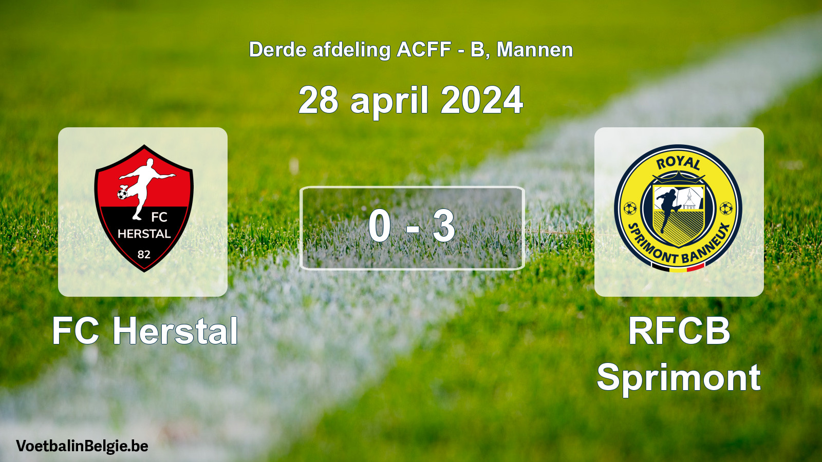 Gespeelde wedstrijd mannenvoetbal: FC Herstal - RFCB Sprimont 0 - 3 (28 april 2024)