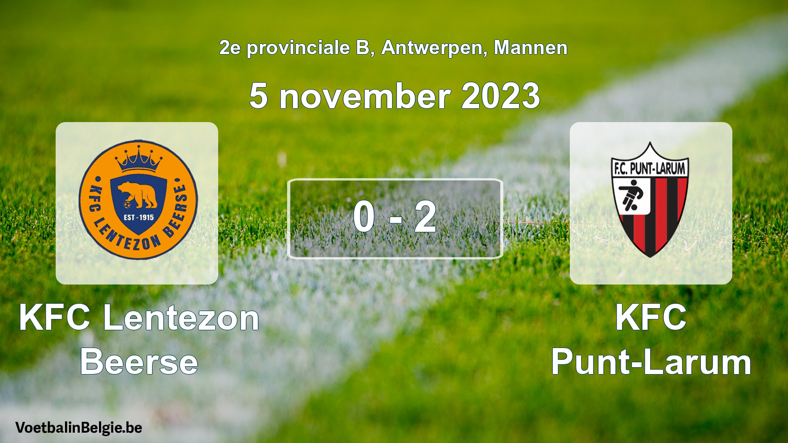 Gespeelde wedstrijd mannenvoetbal: KFC Lentezon Beerse - KFC Punt-Larum 0 - 2 (5 november 2023)