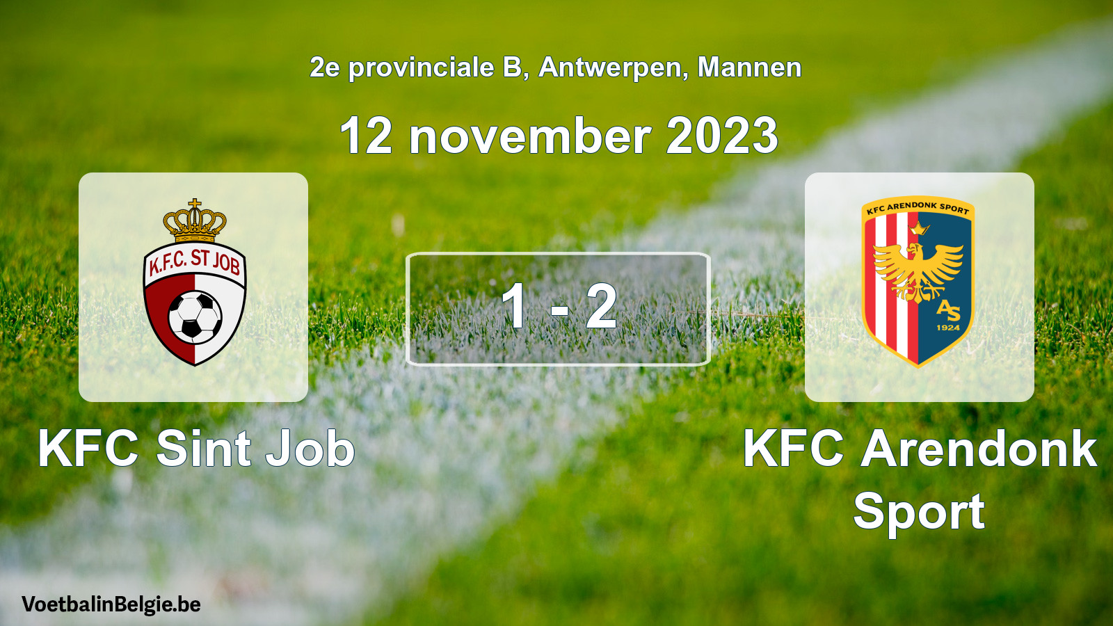Gespeelde wedstrijd mannenvoetbal: KFC Sint Job - KFC Arendonk Sport 1 - 2 (12 november 2023)